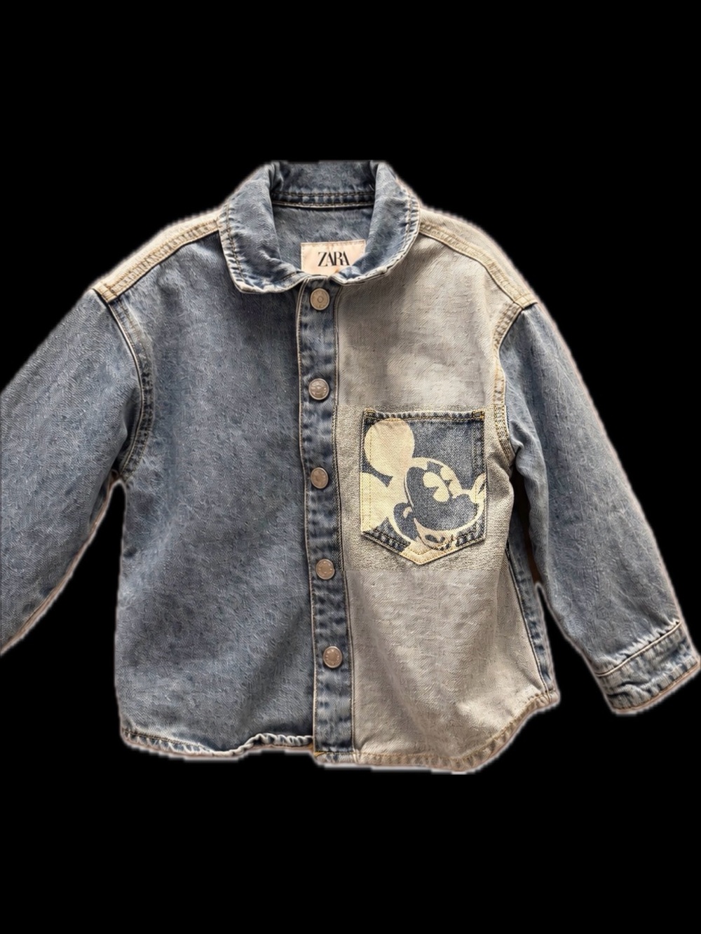 Disney Zara Kids Mickey Mouse Two-Tone Denim Button Top Jacket